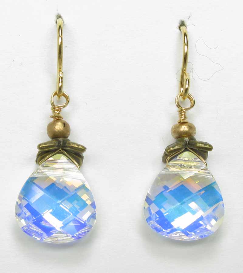 Faceted Briolette Earrings in Crystal